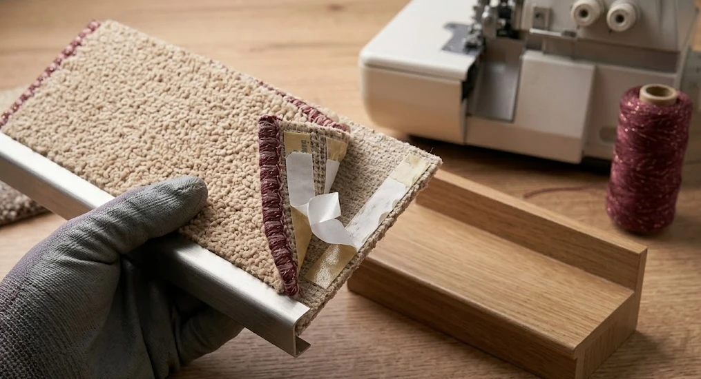 Rückseite eines geketteten Teppichs mit Profil – handwerkliche Qualität von Kettelfee Berlin